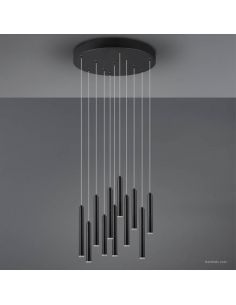Lámpara colgante LED Tubular con forma redonda en acabado Negro 27,5W 3000K Trio 321691132 | LeonLeds 2