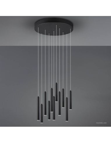 Lámpara colgante LED Tubular con forma redonda en acabado Negro 27,5W 3000K Trio 321691132 | LeonLeds