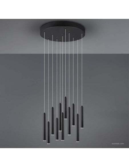 Luminária pendente tubular LED formato redondo acabamento preto 27,5W 3000K Trio 321691132 | LeonLeds