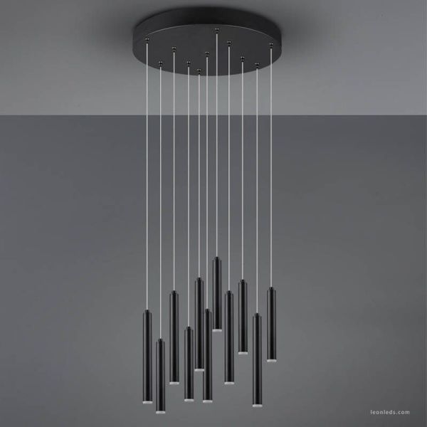 Lámpara colgante LED Tubular con forma redonda en acabado Negro 27,5W 3000K Trio 321691132 | LeonLeds