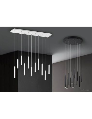 Gama de Luminárias Suspensas LED Tubulares Forma Redonda Acabamento Preto 27,5W 3000K Trio 321691132 | LeonLeds