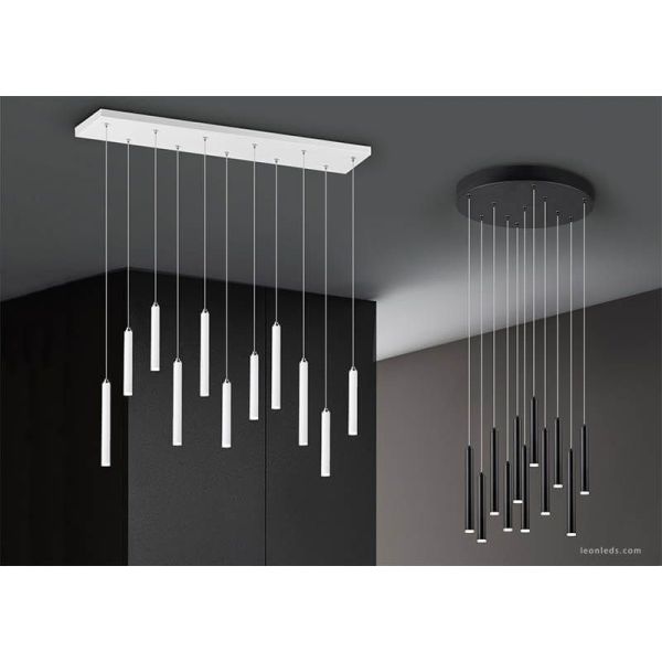 Gama de Lámparas colgante LED Tubular con forma redonda en acabado Negro 27,5W 3000K Trio 321691132 | LeonLeds
