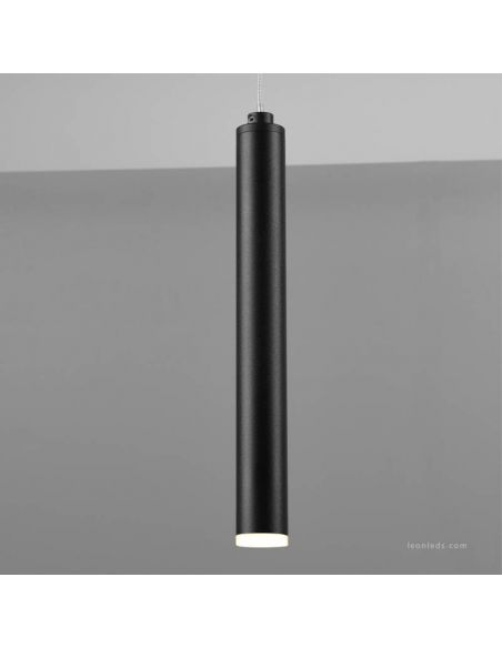Lámpara colgante LED Tubular con forma redonda en acabado Negro 27,5W 3000K Trio 321691132 | LeonLeds