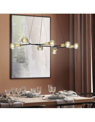 Cross 6-Light preto e dourado pingente trio de iluminação | leonleds