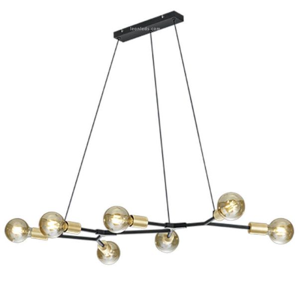 Lámpara de techo Cross de 6 Luces Negra y Oro Trio Lighting | LeonLeds
