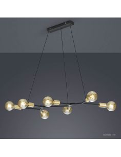 Trio de luminaires suspendus noirs et dorés à 6 ampoules Cross | leonleds 2