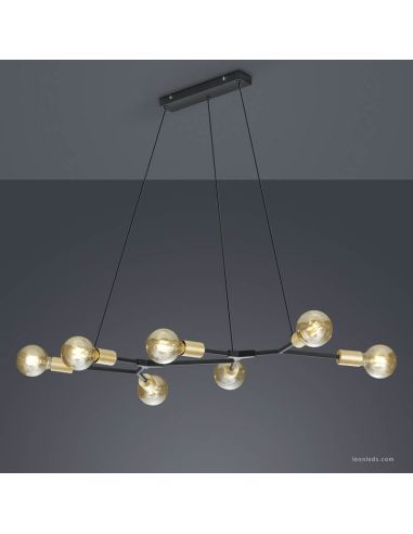 Lámpara de techo Cross de 6 Luces Negra y Oro Trio Lighting | LeonLeds