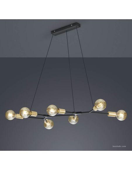 Cross 6-Light preto e dourado pingente trio de iluminação | leonleds