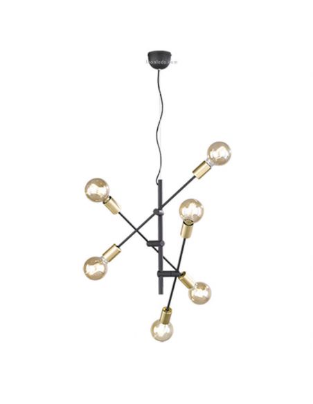 Lámpara colgante Cross de 6 Luces Negra y Oro 306700632 | LeonLeds