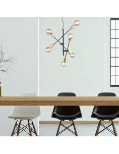 Candeeiro Pendente Cross 6-Light Preto e Dourado 306700632 | leonleds 2