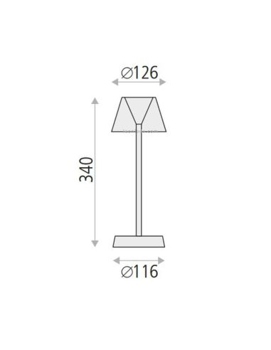 Dimensions Lampe de table à piles LED d'extérieur 7W 380Lm 3000K Asahi Acb | leonleds