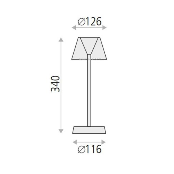 Dimensiones Lámpara de mesa LED de batería para exterior 7W 380Lm 3000K Asahi Acb | LeonLeds