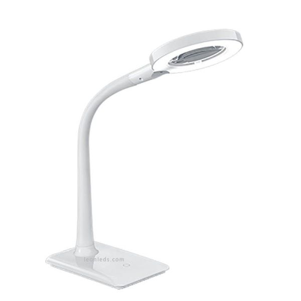 Gooseneck de LED branco com lupa 3X 4 níveis de potência Lupo Trio Lighting | leonleds