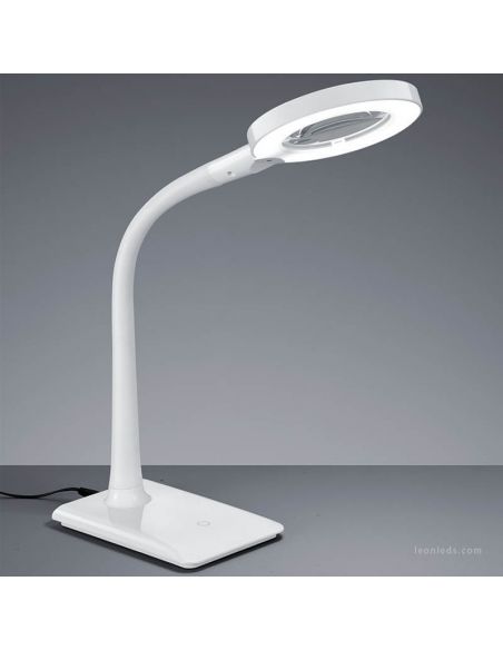 Col de cygne LED blanc avec loupe 3X 4 niveaux de puissance Lupo Trio Lighting | leonleds