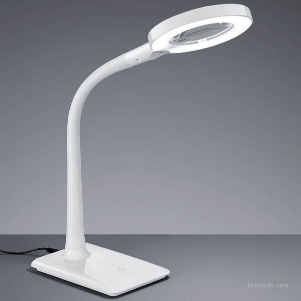 Col de cygne LED blanc avec loupe 3X 4 niveaux de puissance Lupo Trio Lighting | leonleds