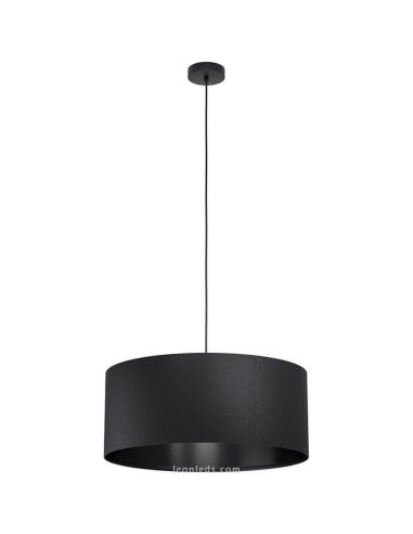 Lámpara de techo textil negra 53Cm de diametro Maserlo 1 Eglo | LeonLeds