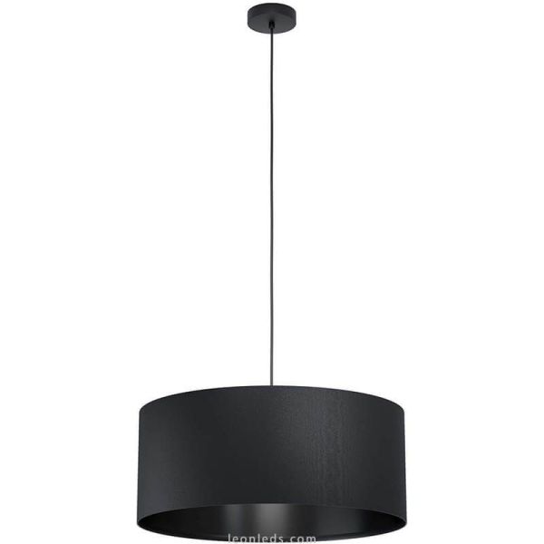 Lámpara de techo textil negra 53Cm de diametro Maserlo 1 Eglo | LeonLeds