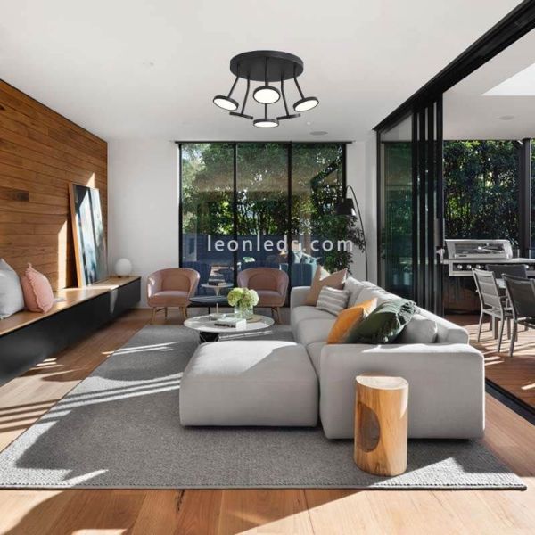 Plafón de techo LED negro Corvus 6x7W ambiente