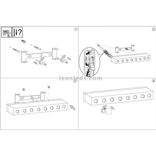 Hollywood Prive' AP8 8xE14 Grande Luz de Espelho de Banheiro | LeónIluminação Leds | instalação de luz do banheiro