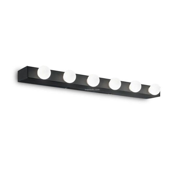 Aplique tipo hollywood negro Prive' AP6 6xE14 | LeonLeds