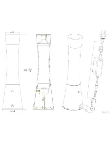 Dimensions Lampe à lave verte et chrome R55166132 Trio | leonleds