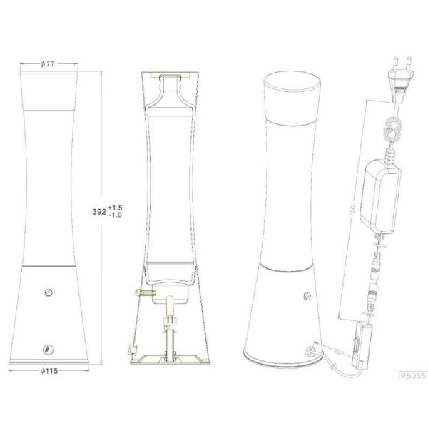 Dimensions Lampe à lave verte et chrome R55166132 Trio | leonleds