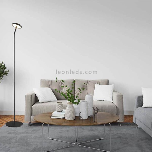 Lámpara de pie LED Corvus negra orientable ambiente