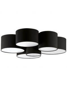 Plafón textil negro Pastore formado por 6 Plafones redondos Eglo | LeonLeds