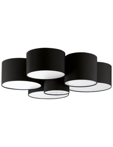 Plafon Pastore preto têxtil composto por 6 plafons redondos Eglo | leonleds