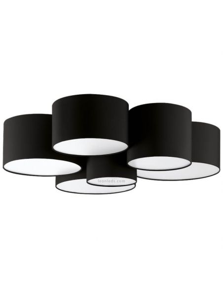 Plafón textil negro Pastore formado por 6 Plafones redondos Eglo | LeonLeds