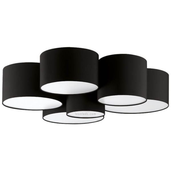 Plafon Pastore preto têxtil composto por 6 plafons redondos Eglo | leonleds