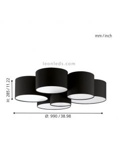 Plafón textil negro Pastore formado por 6 Plafones redondos Eglo | LeonLeds 2