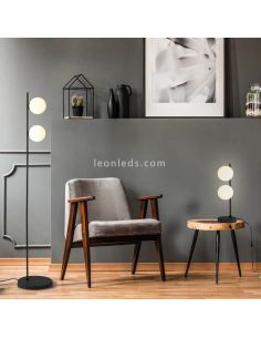 Candeeiro de mesa em vidro preto Doris 2xG9 2