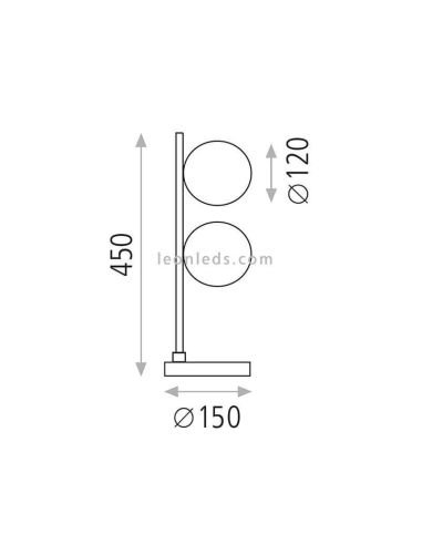 Lámpara de mesa de cristal Doris 2xG9 dimensiones