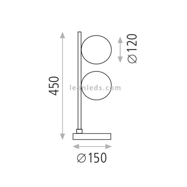 candeeiro de mesa de cristal Doris 2xG9 dimensões