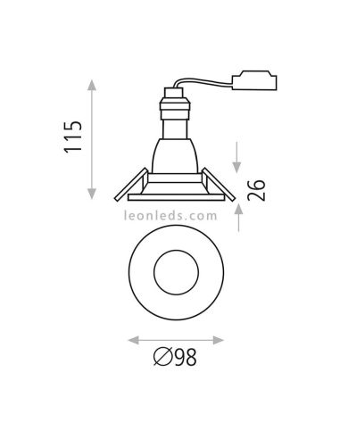 Anneau encastrable moderne Antea blanc ou noir dimensions GU10