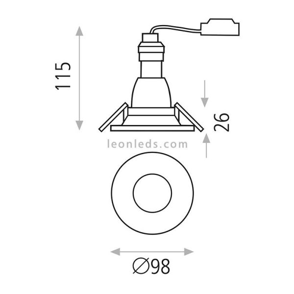 Anneau encastrable moderne Antea blanc ou noir dimensions GU10