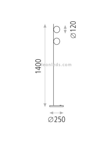 Lampadaire Doris en métal et verre dimensions 2xG9