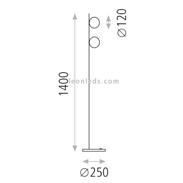 Lampadaire Doris en métal et verre dimensions 2xG9