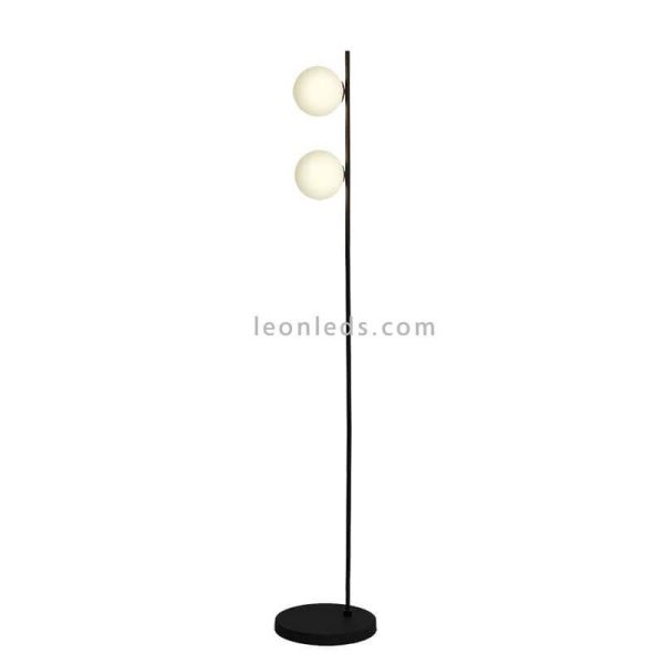 Lampadaire métal noir et verre Doris 2xG9