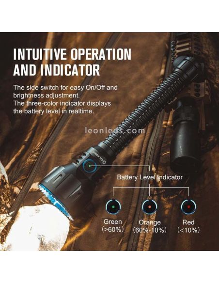 Linterna LED táctica Javelot Turbo de 1300 lúmenes interruptor