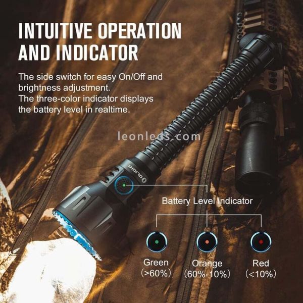 Linterna LED táctica Javelot Turbo de 1300 lúmenes interruptor