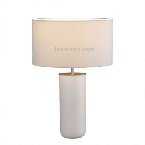 Lámpara mesa textil Lindana blanca y dorada