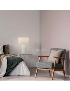 Lampe de table en textile blanc et or Lindana 2