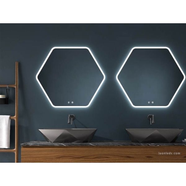 Espejo LED hexagonal para Baño con Antivaho Mare Eurobath | LeonLeds