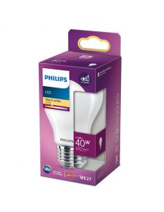 Bombilla LED A60 Equivalente a 40W - 4.5W Cristal Opaco LED Classic E27 Philips 3000K | LeonLeds