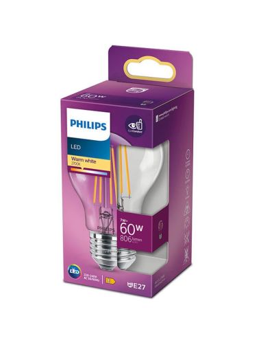 Bombilla Equivalente a 60W Cristal Opaco Philips Classic | LeonLeds.com