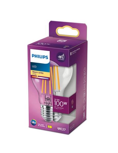 Lâmpada LED Equivalente a 100 W - Filamento de 10,5 W 3000K Philips 8718699762070 | leonleds