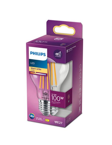 Bombilla LED equivalente a 100W - 10.5W de Filamento 3000K Philips 8718699762070 | LeonLeds