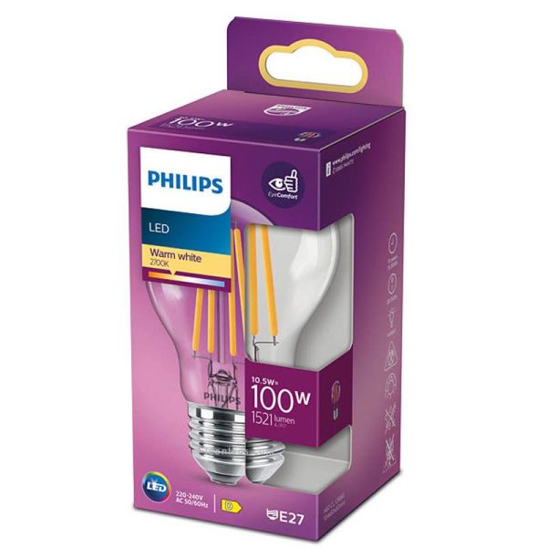 Bombilla LED equivalente a 100W - 10.5W de Filamento 3000K Philips 8718699762070 | LeonLeds